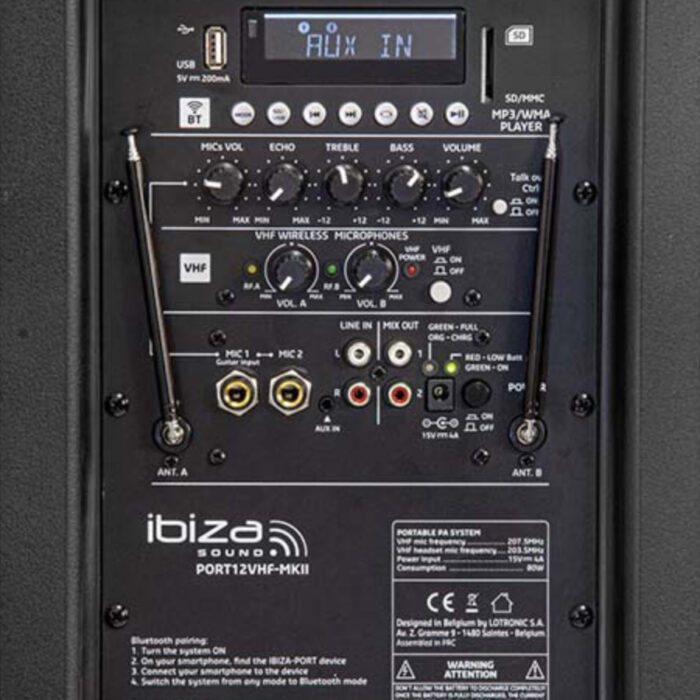 IBIZA PORT12VHF-MKII Cassa a Batteria Portatile 12" 350W