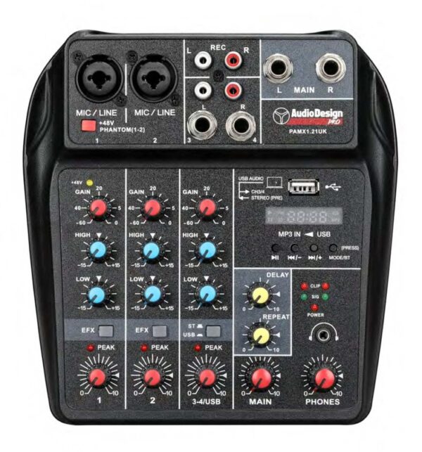 AUDIODESIGN PAMX1.21UK MIXER 4 CANALI CON USB E BLUETOOTH