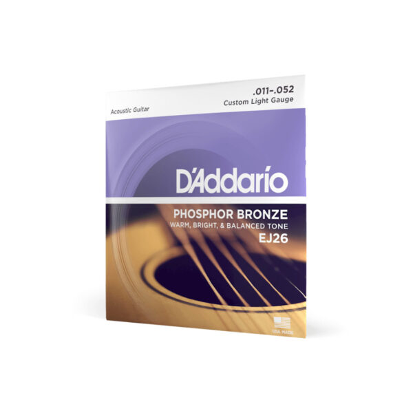 D'addario EJ26 Phosphor Bronze Wound Custom Light - 11/52