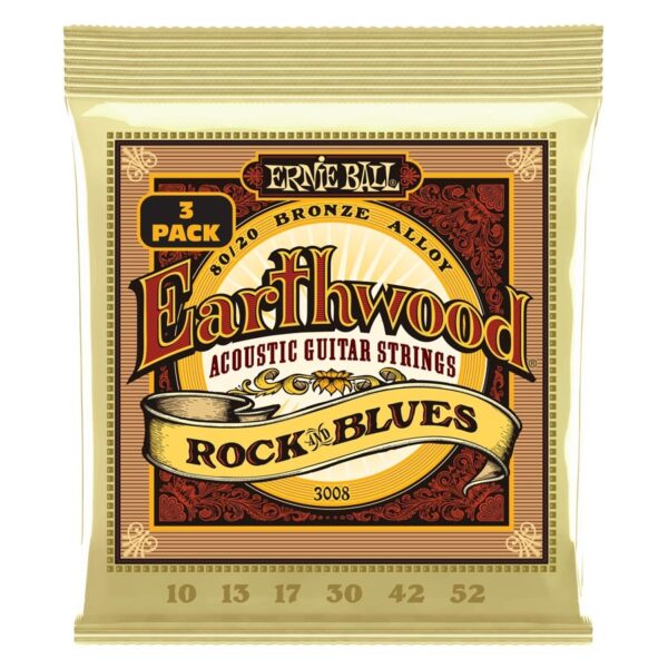 ERNIE BALL 3008 Erthwd RandB wPlain G 8020 10 52