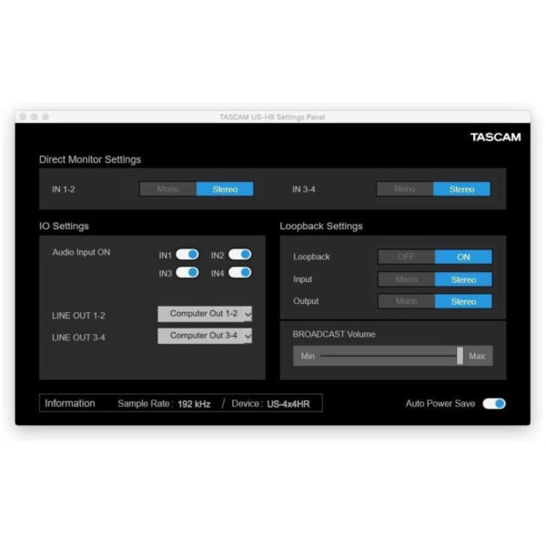 TASCAM US-4X4 HR USB AUDIO INTERFACE
