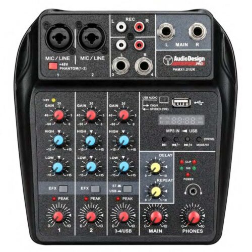 AUDIODESIGN PAMX1.21UK MIXER 4 CANALI CON USB E BLUETOOTH